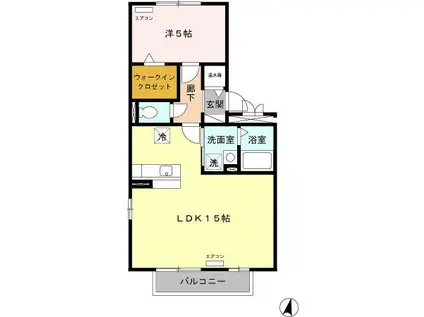 メイプルリーフ(1LDK/2階)の間取り写真