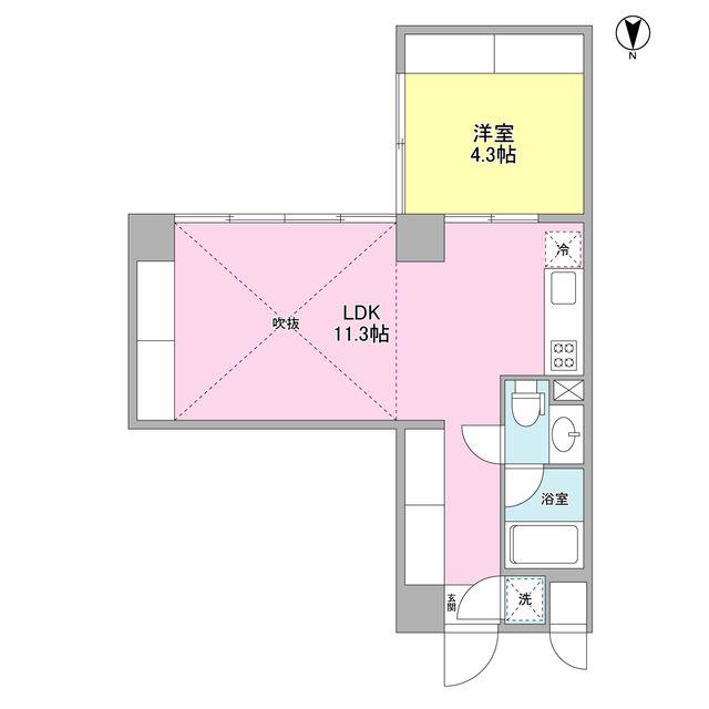 WELL TOWER(1LDK/6階)の間取り写真