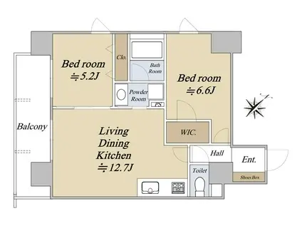 シュリンプタワー(2LDK/7階)の間取り写真