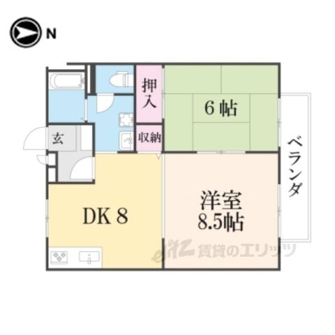 アムール安富(2LDK/1階)の間取り写真