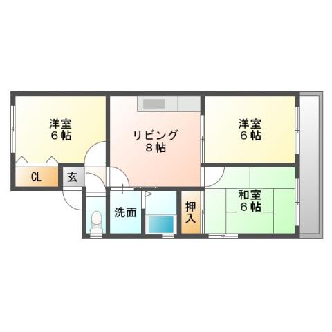 セジュール川内(3LDK/2階)の間取り写真