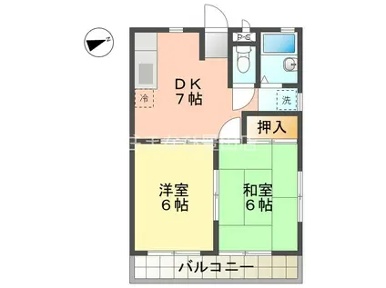 ウエストシティ90(2DK/2階)の間取り写真