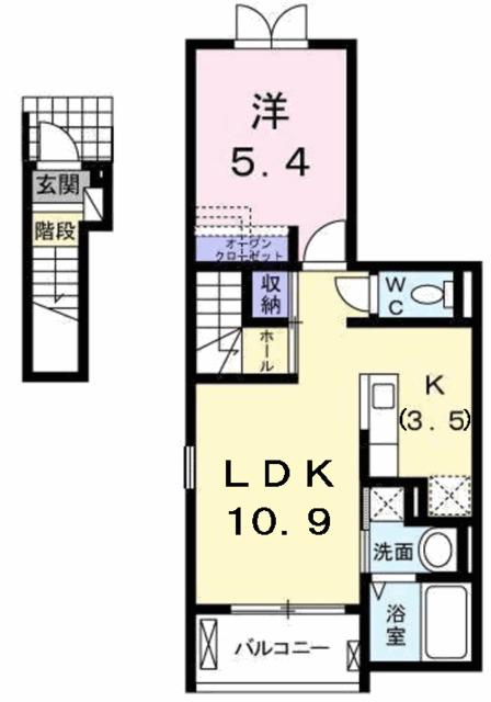アーバンソレイユ(1LDK/2階)の間取り写真