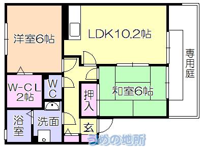 セジュール楠(2LDK/1階)の間取り写真