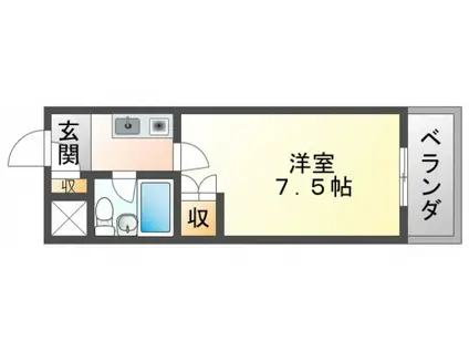 リーヴズ千里山(1K/1階)の間取り写真