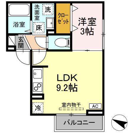 ノイルカーサ(1LDK/1階)の間取り写真