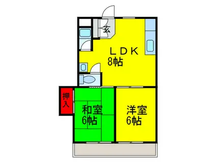アパルト榎(2LDK/1階)の間取り写真