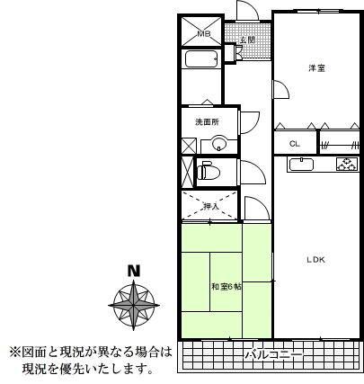 ロータスII(2LDK/3階)の間取り写真