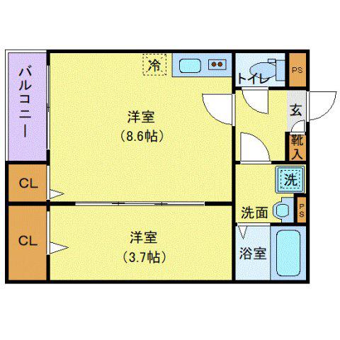 ジーメゾン豊春(1LDK/3階)の間取り写真