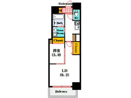 セレニテ谷町CROIX(1LDK/2階)の間取り写真