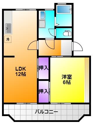 サンホーム曳馬(1LDK/2階)の間取り写真