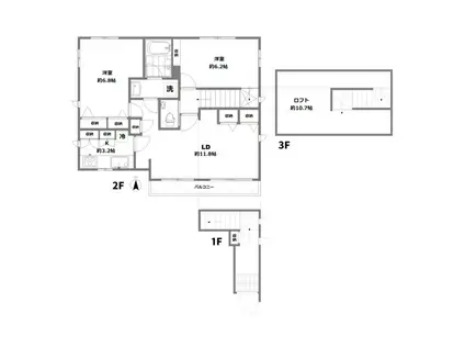 西永福戸建(2LDK/2階)の間取り写真