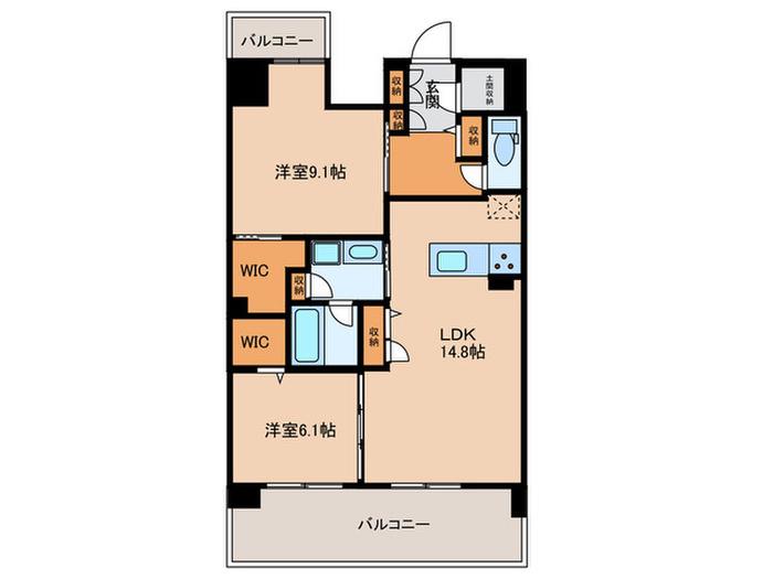 ROOTHILL 10(2LDK/6階)の間取り写真