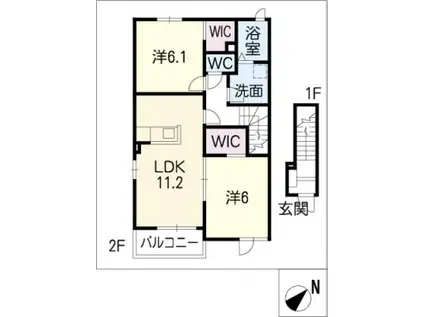フローレス(2LDK/2階)の間取り写真