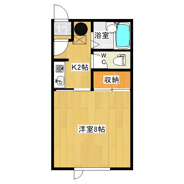 イナダマンション(1K/1階)の間取り写真