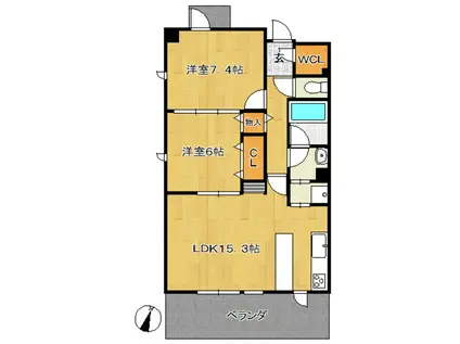 533 HOLLY HILLS RESIDENCE 2(2LDK/4階)の間取り写真