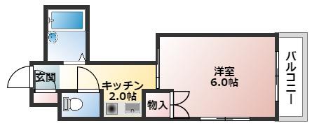 ヴィラ千田(1K/4階)の間取り写真