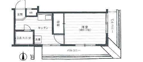 ダイアパレス浜松町(1K/8階)の間取り写真