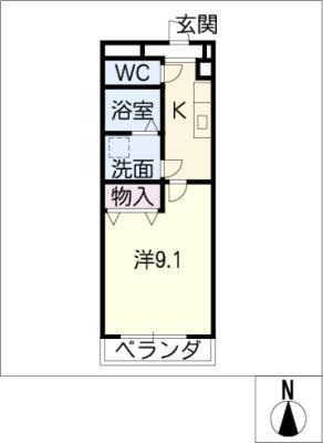 ラ・メール野並(1K/2階)の間取り写真