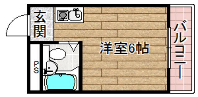 ステップ上牧(1K/4階)の間取り写真