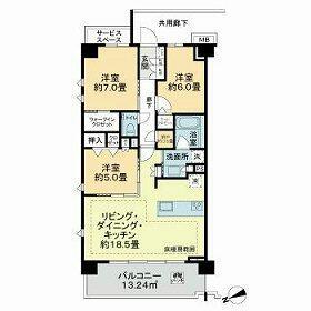 ASUKAYAMA RESIDENCE(3LDK/3階)の間取り写真
