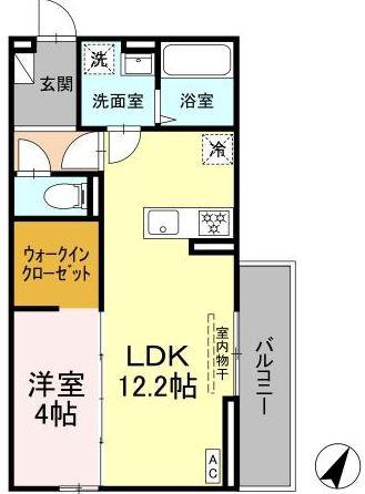 フェリーチェ 浜ノ茶屋(1LDK/1階)の間取り写真