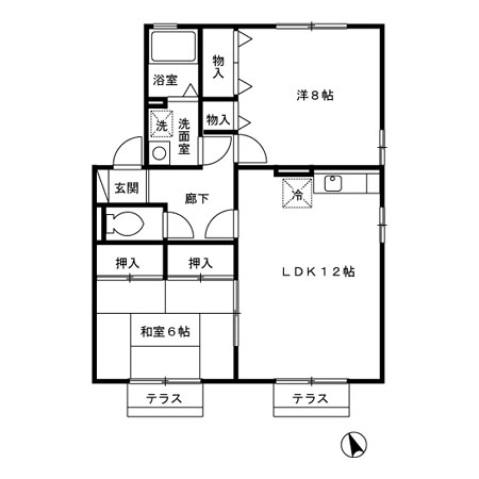 エトワールパレスF(2LDK/1階)の間取り写真