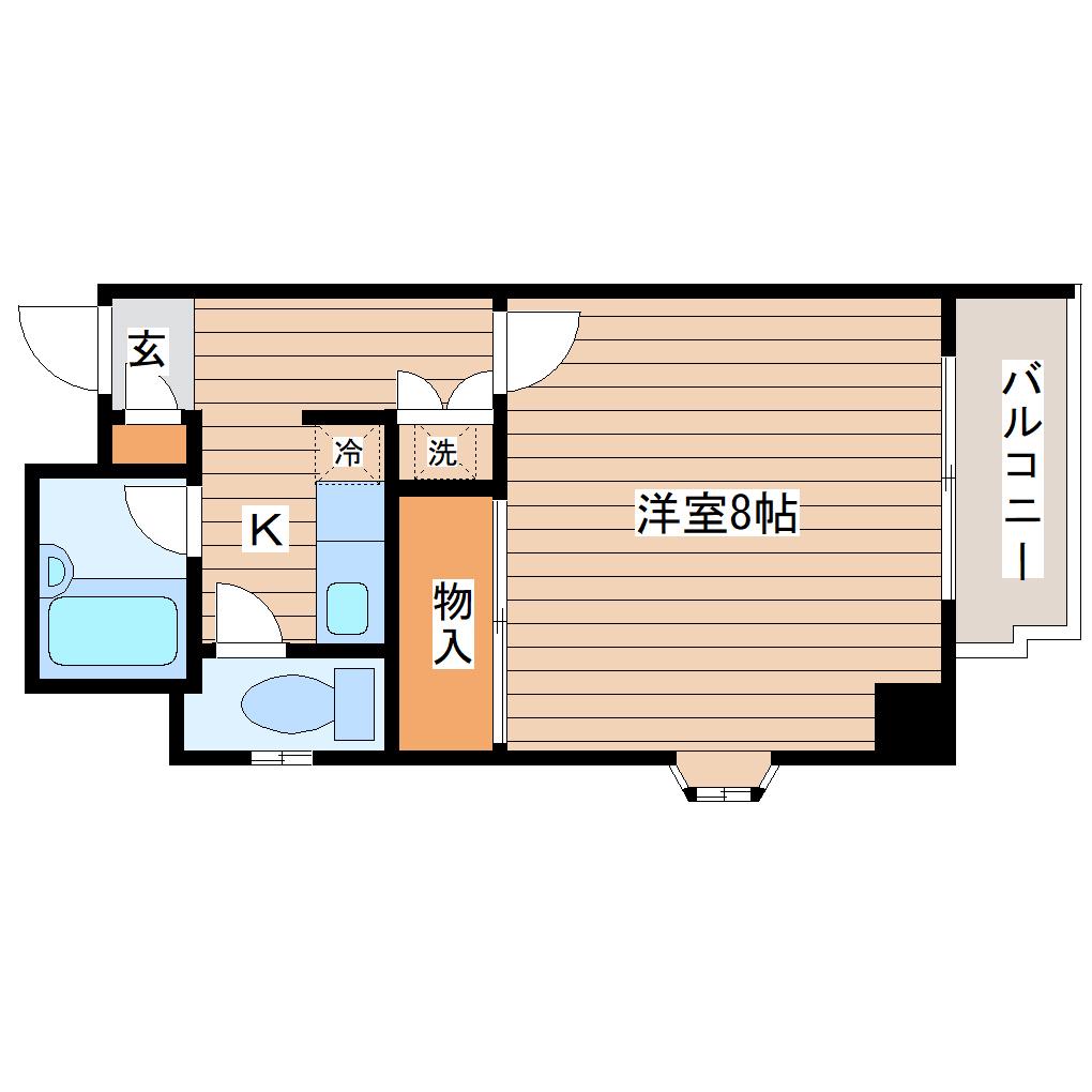 ロイヤルヒルズ泉崎(1K/4階)の間取り写真