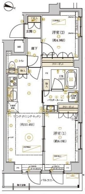 ドムススタイル武蔵小山(2LDK/3階)の間取り写真