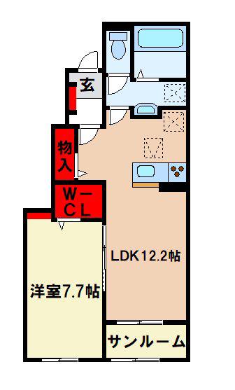 LA MER II(1LDK/1階)の間取り写真