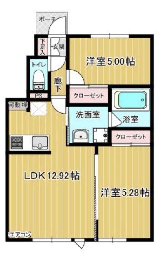 FAREイースト 1(2LDK/1階)の間取り写真
