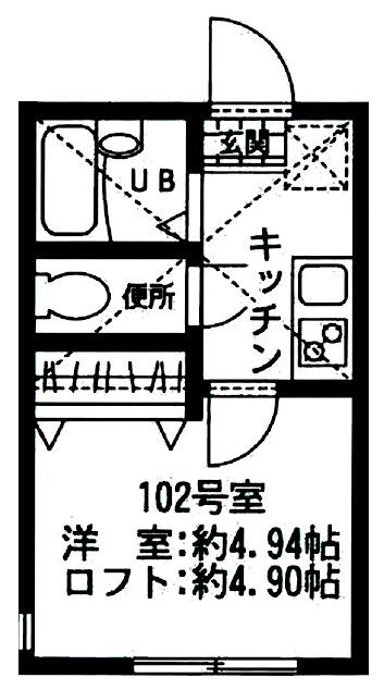 リーヴェルポート横浜三ツ沢V(1K/1階)の間取り写真
