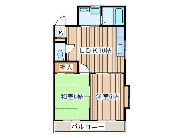 ヒルサイドテラス(2LDK/2階)の間取り写真