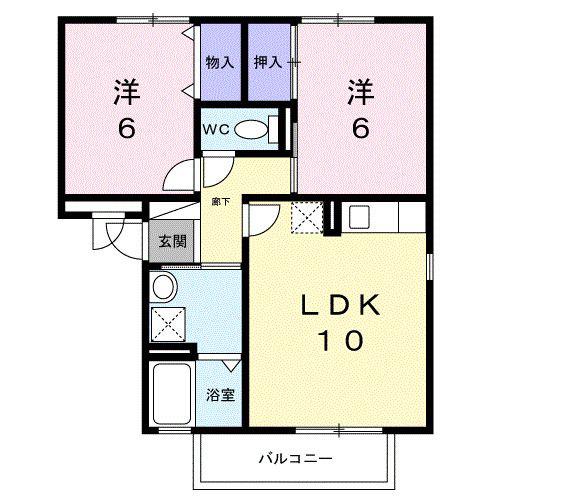 アルタイル梅美台(2LDK/2階)の間取り写真