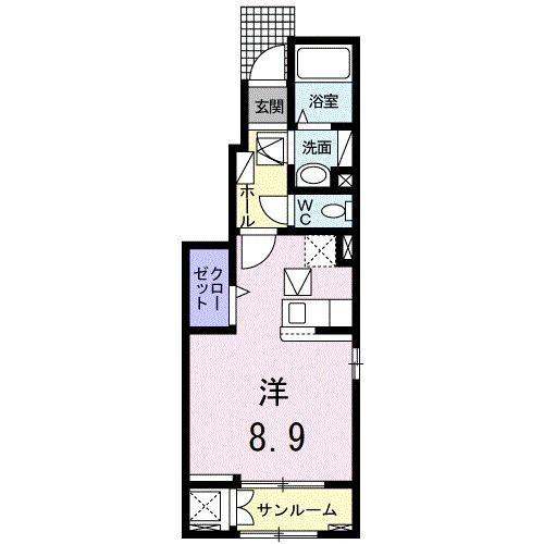 ブライトガーデン新II(ワンルーム/1階)の間取り写真