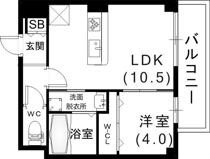 アリビラ六甲(1LDK/2階)の間取り写真