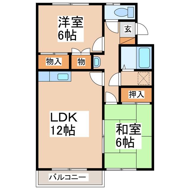 グリーンパレス上原II(2LDK/2階)の間取り写真
