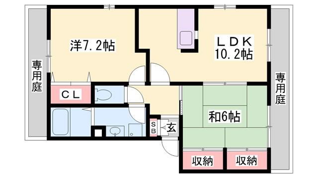 パディ飾磨III(2LDK/1階)の間取り写真