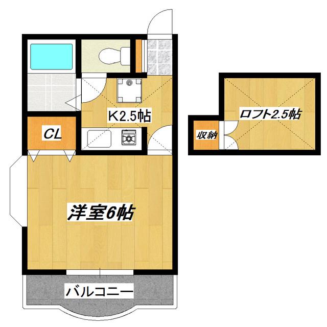 サンフラワー西小岩(1K/2階)の間取り写真