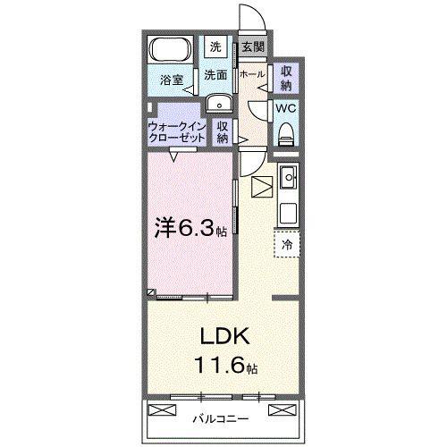 ポムドパン北花田(1LDK/1階)の間取り写真