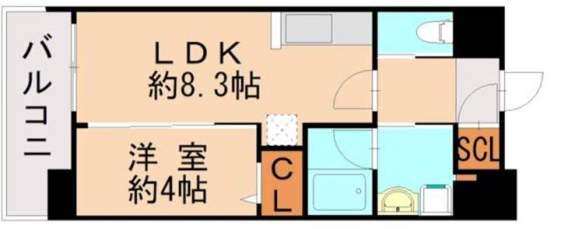 フェリシア香椎デュクス(1LDK/5階)の間取り写真