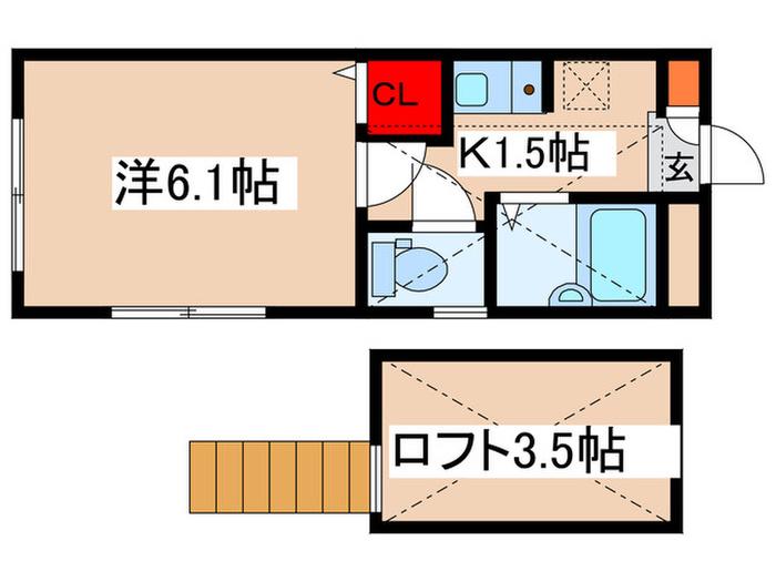 リヴィエールランド・ルージュ(1K/1階)の間取り写真