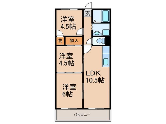 メゾン高井田(3LDK/2階)の間取り写真