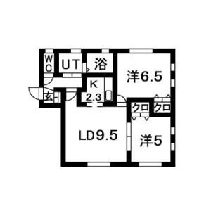 アゼリア札幌北(2LDK/2階)の間取り写真