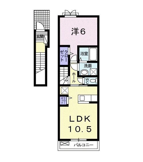 ニューフォレスト(1LDK/2階)の間取り写真