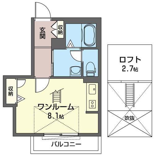 パレスエルクレアII(ワンルーム/2階)の間取り写真