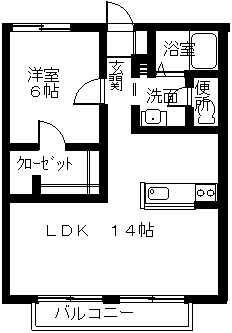 シャーメゾン杉原(1LDK/1階)の間取り写真