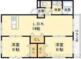 サンメゾン(2LDK/3階)の間取り写真