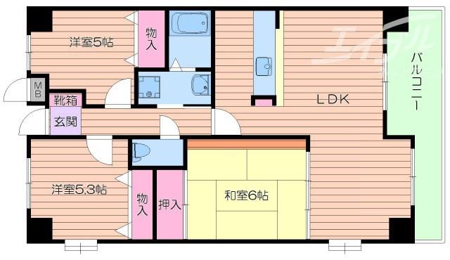 アビタシオン橋本II(3LDK/2階)の間取り写真