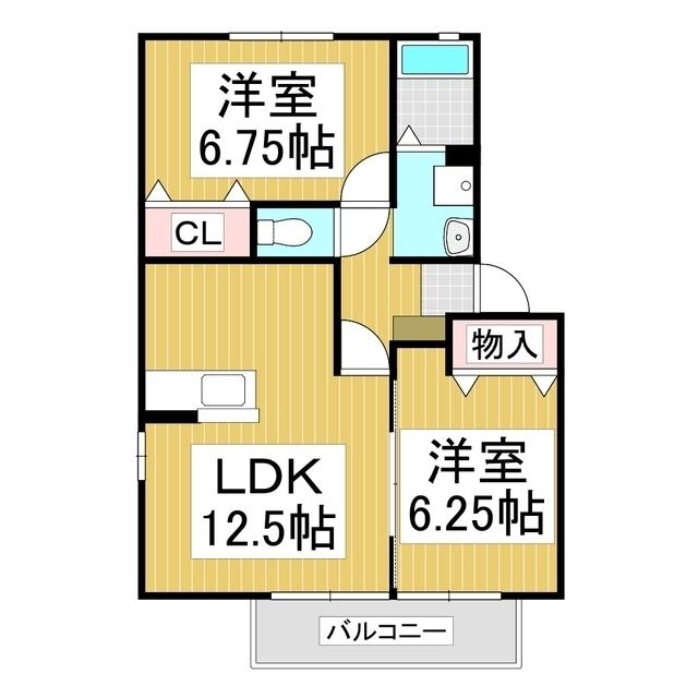アベニールA(2LDK/2階)の間取り写真